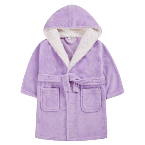 INFANT GIRLS PLAIN LILAC DRESSING GOWN WITH BORG TRIM (2-6 YEARS ...