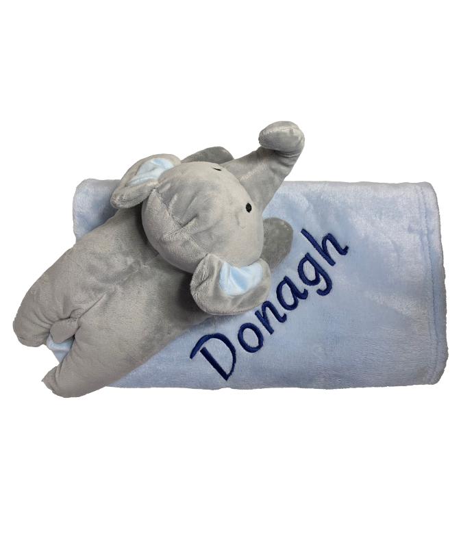 PERSONALIZED BABY LUXURY PLUSH BLANKET WITH ELEPHANT TOY AGATA ATELIER